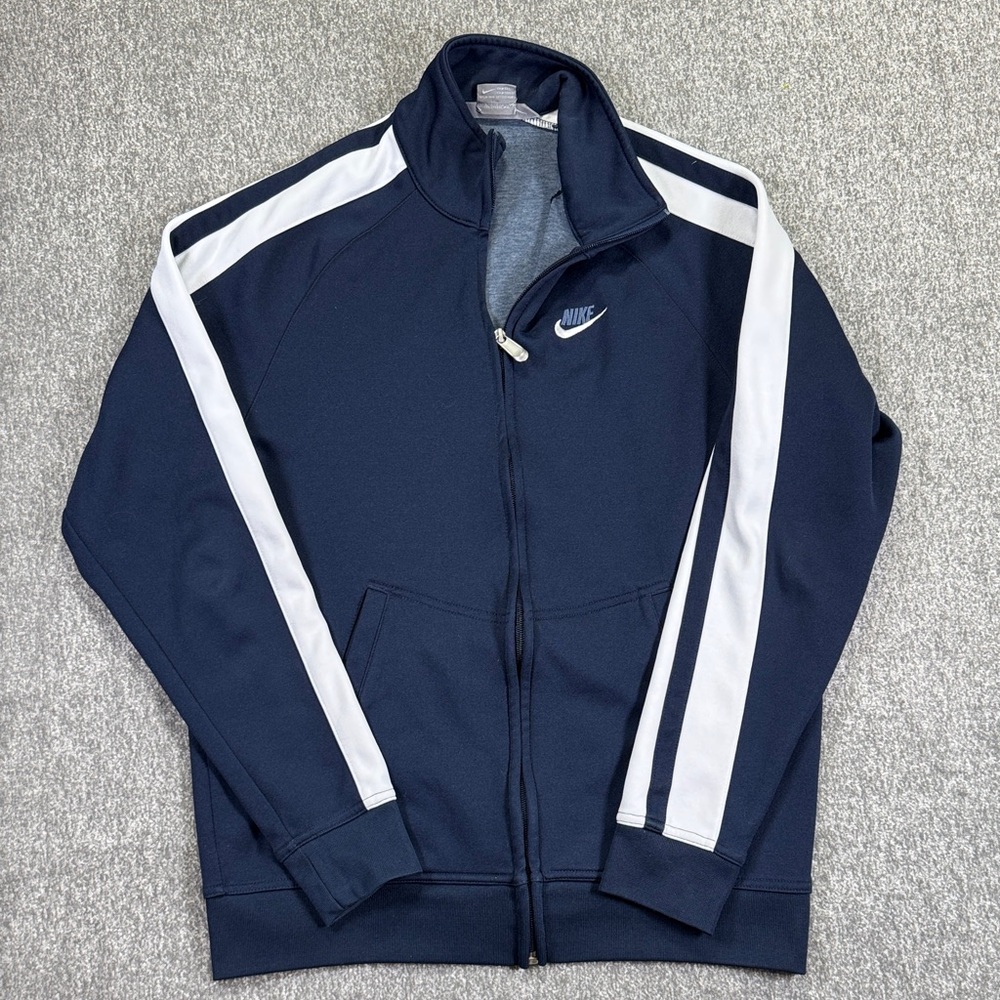 Vintage‎ Y2K Nike Track Jacket Full Zip Navy Blue Men’s Medium White Striped